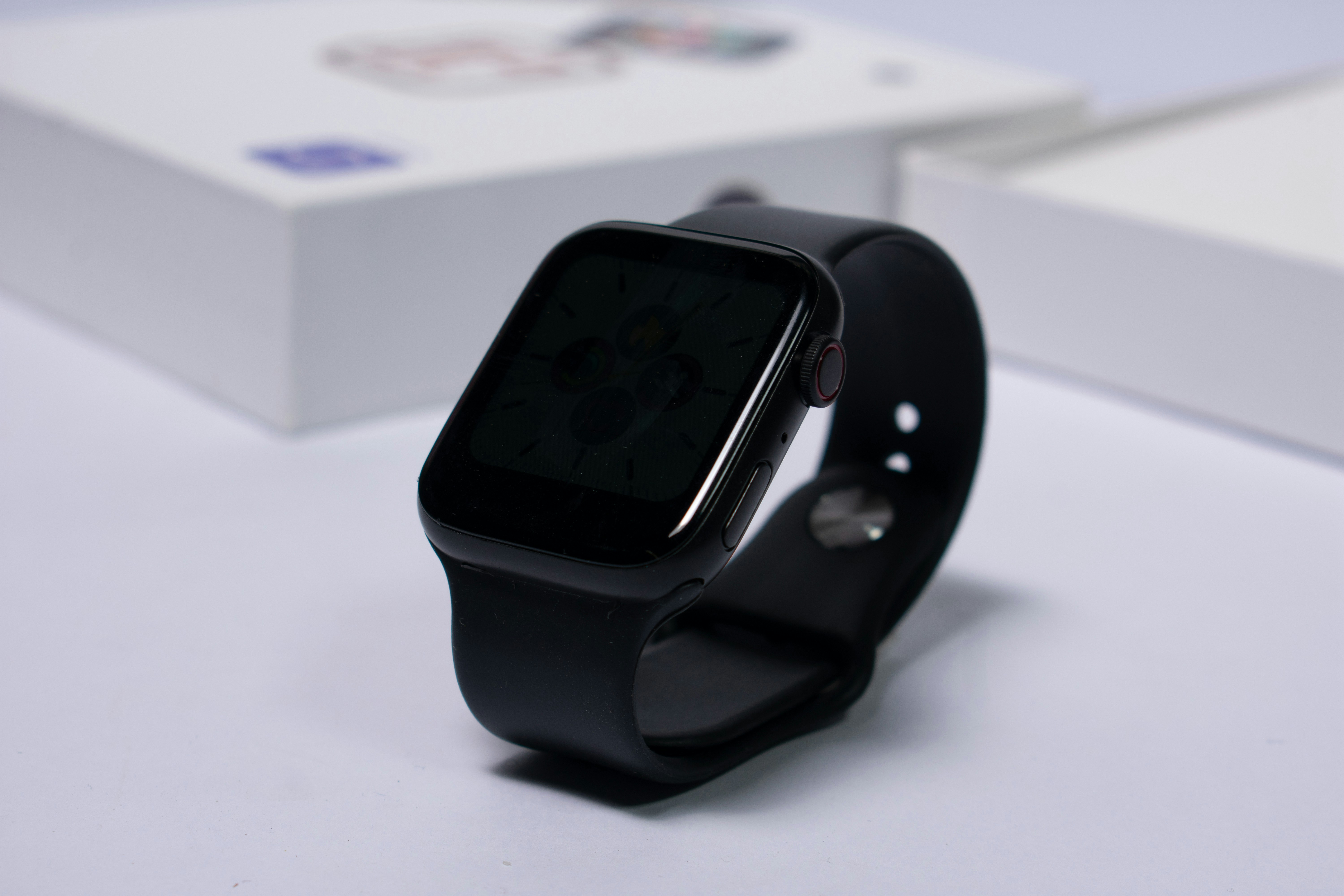 Health tracking smartwatch displaying fitness data